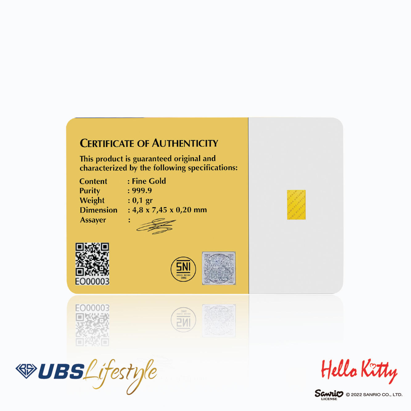 UBS Logam Mulia Sanrio Hello Kitty Thank You 0.1 Gr