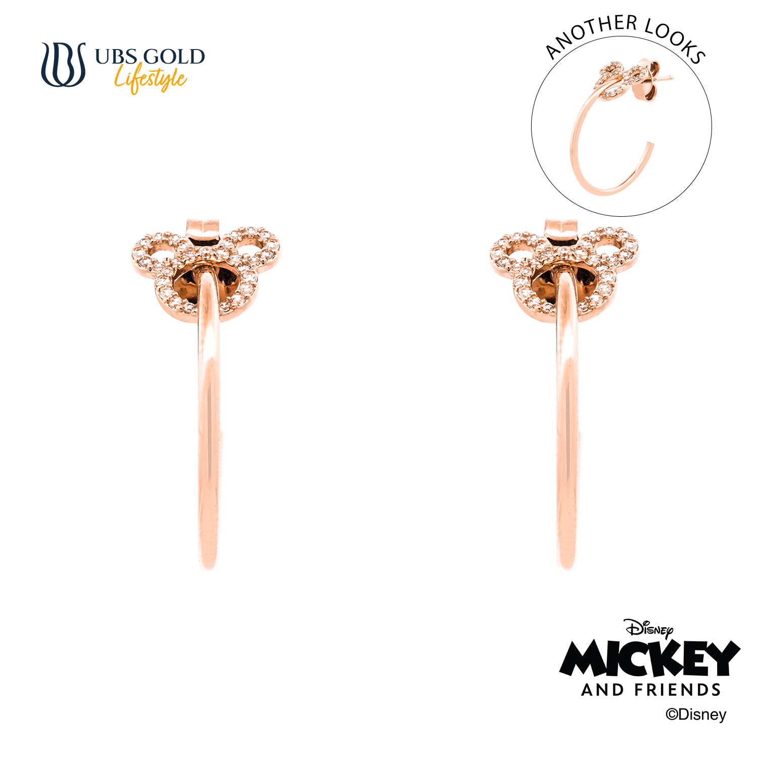 UBS Gold Anting Emas Disney Mickey Mouse - Aay0117 - 17K