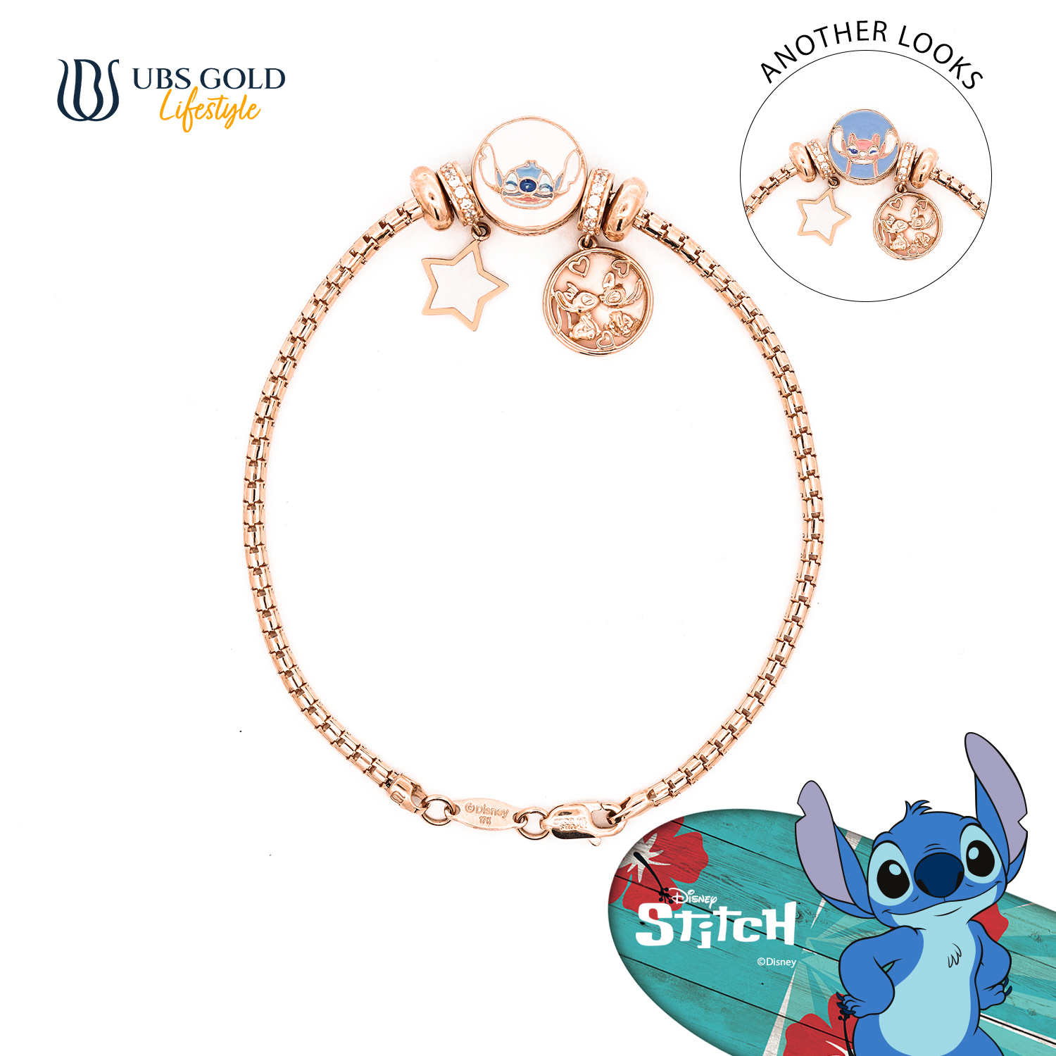 UBS Gold Gelang Emas Disney Stitch Charmee - Kgy0202 - 17K