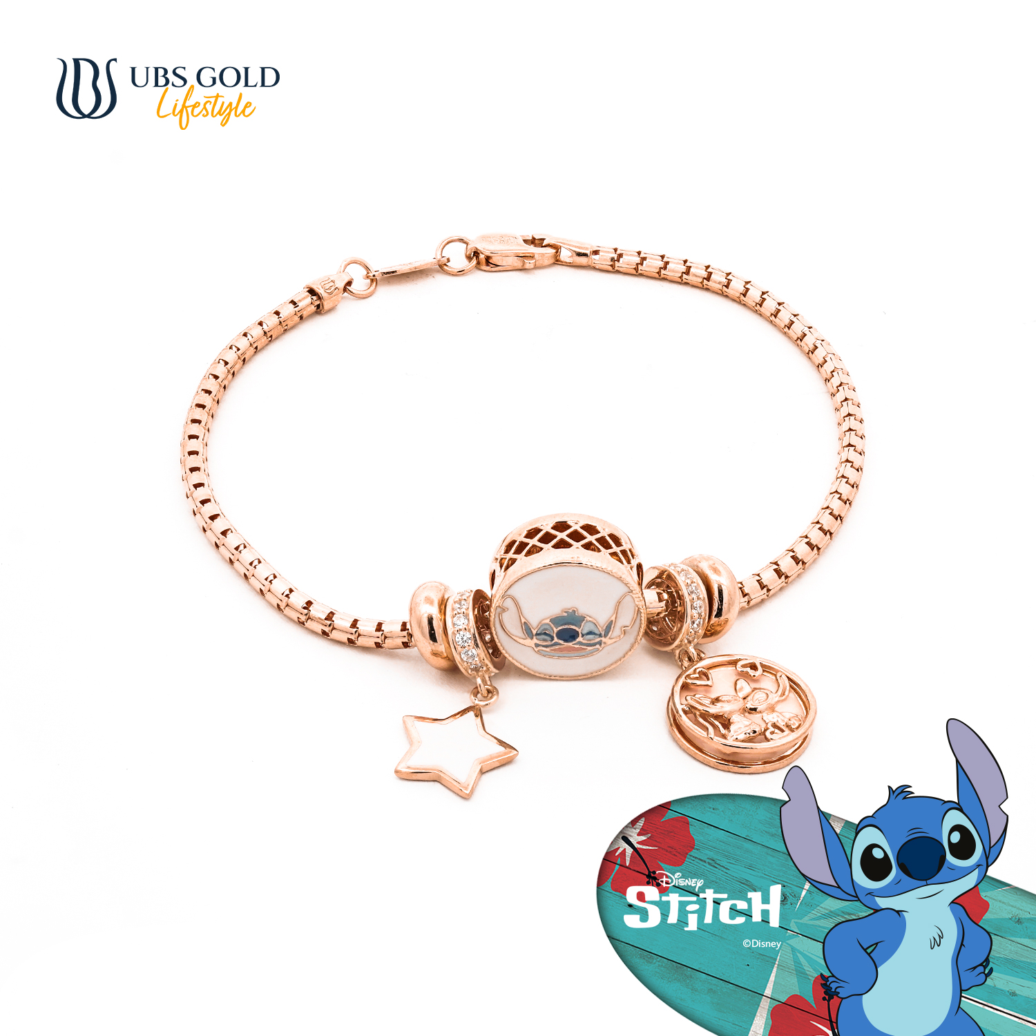 UBS Gold Gelang Emas Disney Stitch Charmee - Kgy0202 - 17K