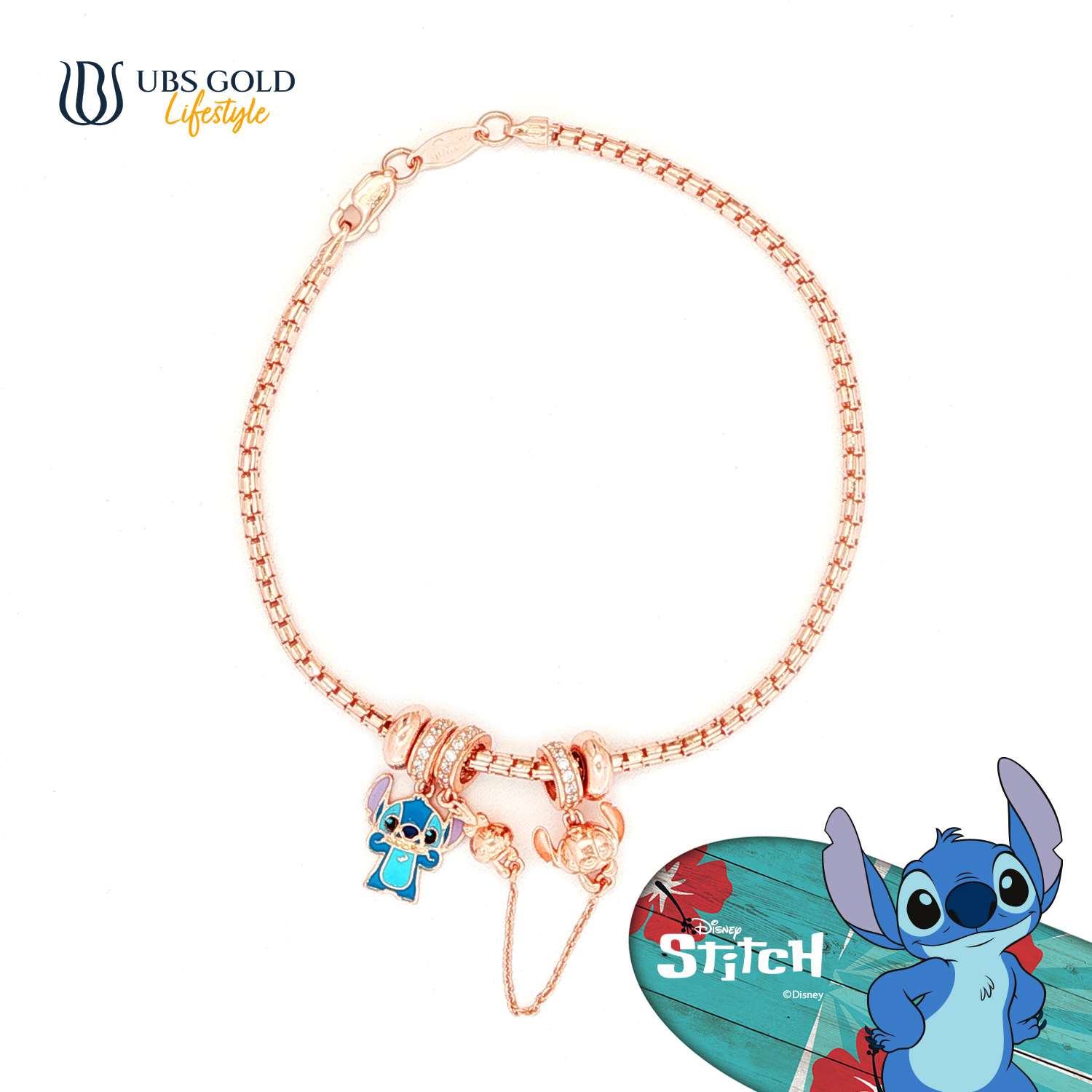 UBS Gold Gelang Emas Disney Stitch Charmee - Kgy0197 - 17K