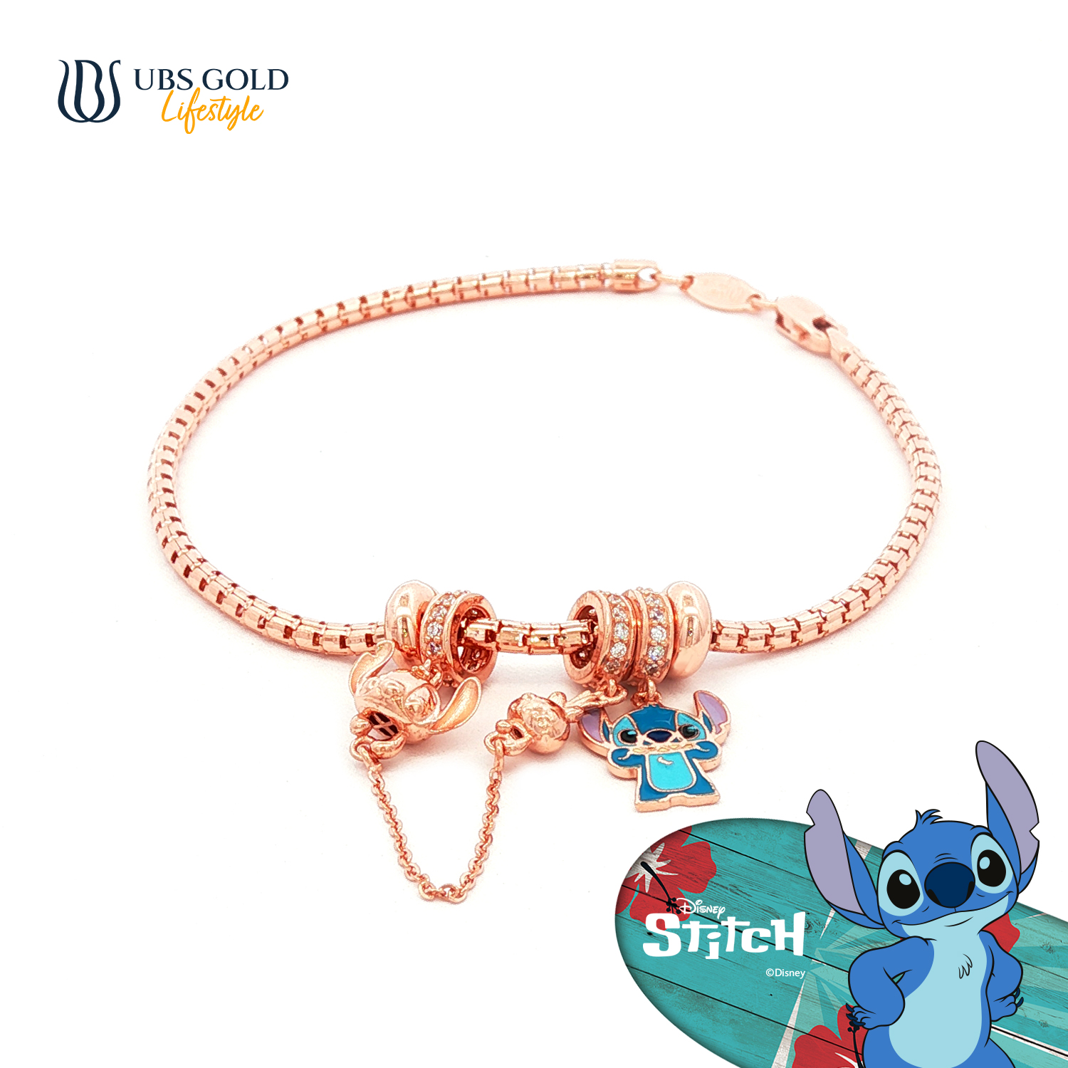 UBS Gold Gelang Emas Disney Stitch Charmee - Kgy0197 - 17K