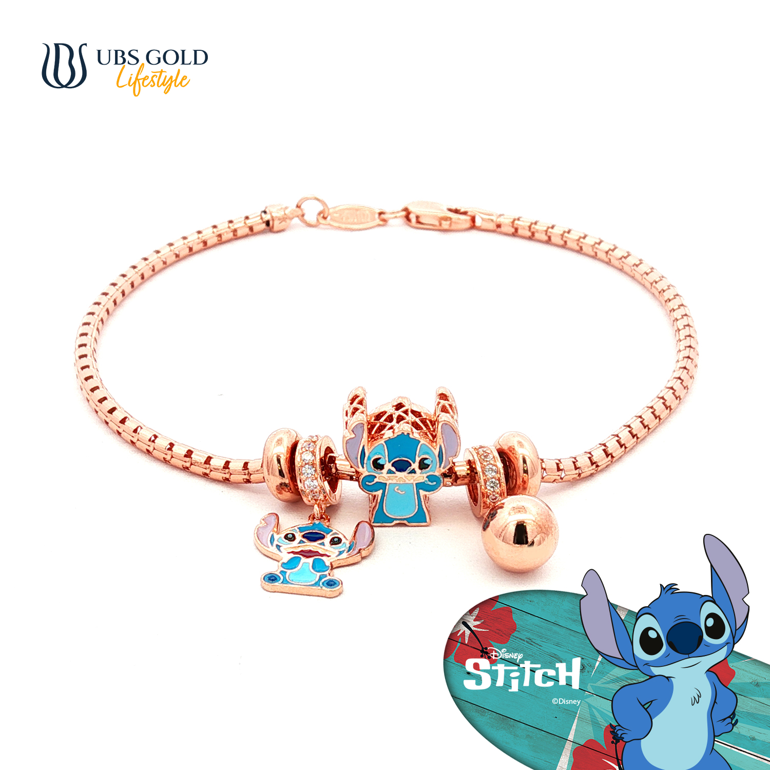 UBS Gold Gelang Emas Disney Stitch Charmee - Kgy0198 - 17K