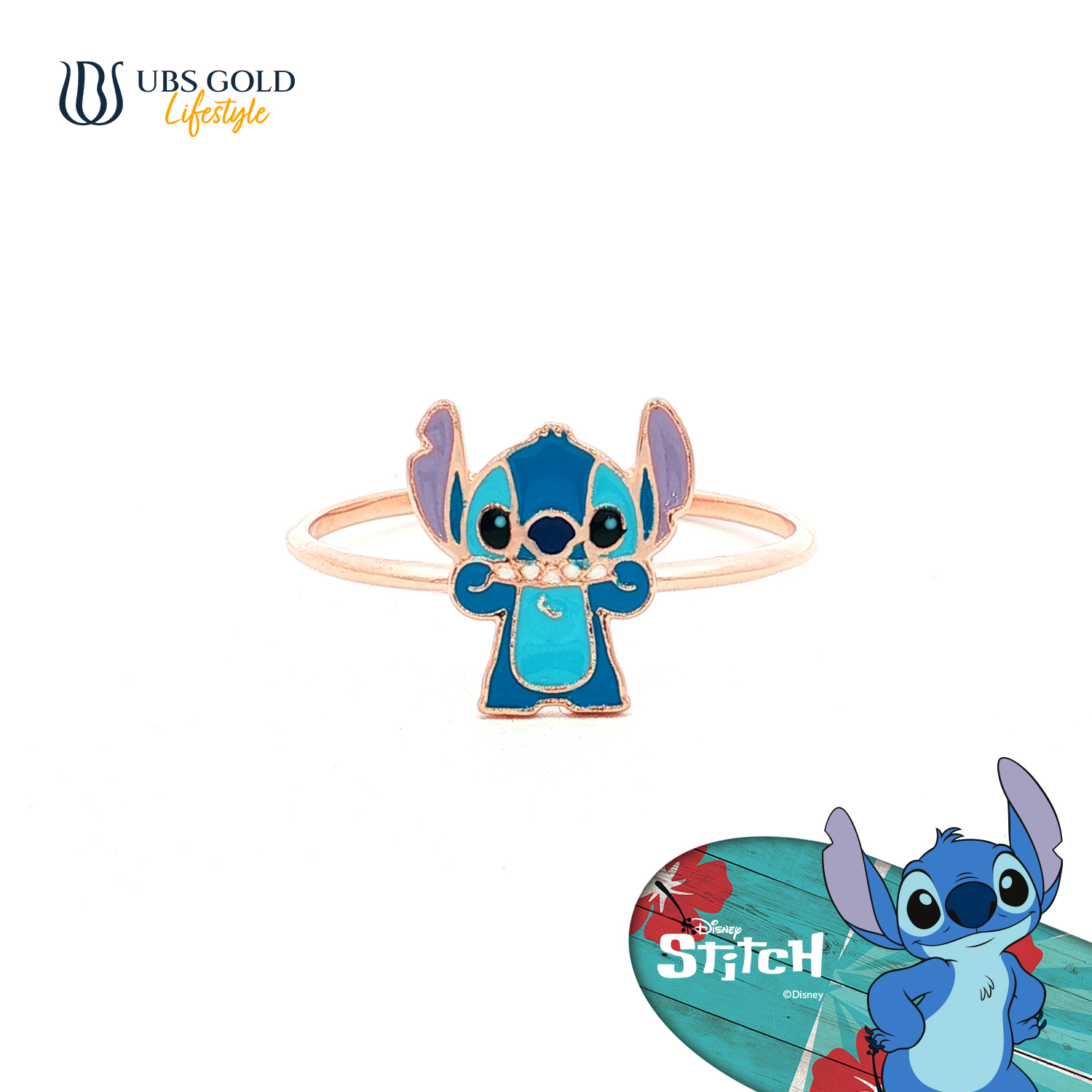 UBS Gold Cincin Emas Disney Stitch  - Ccy0222 - 17K
