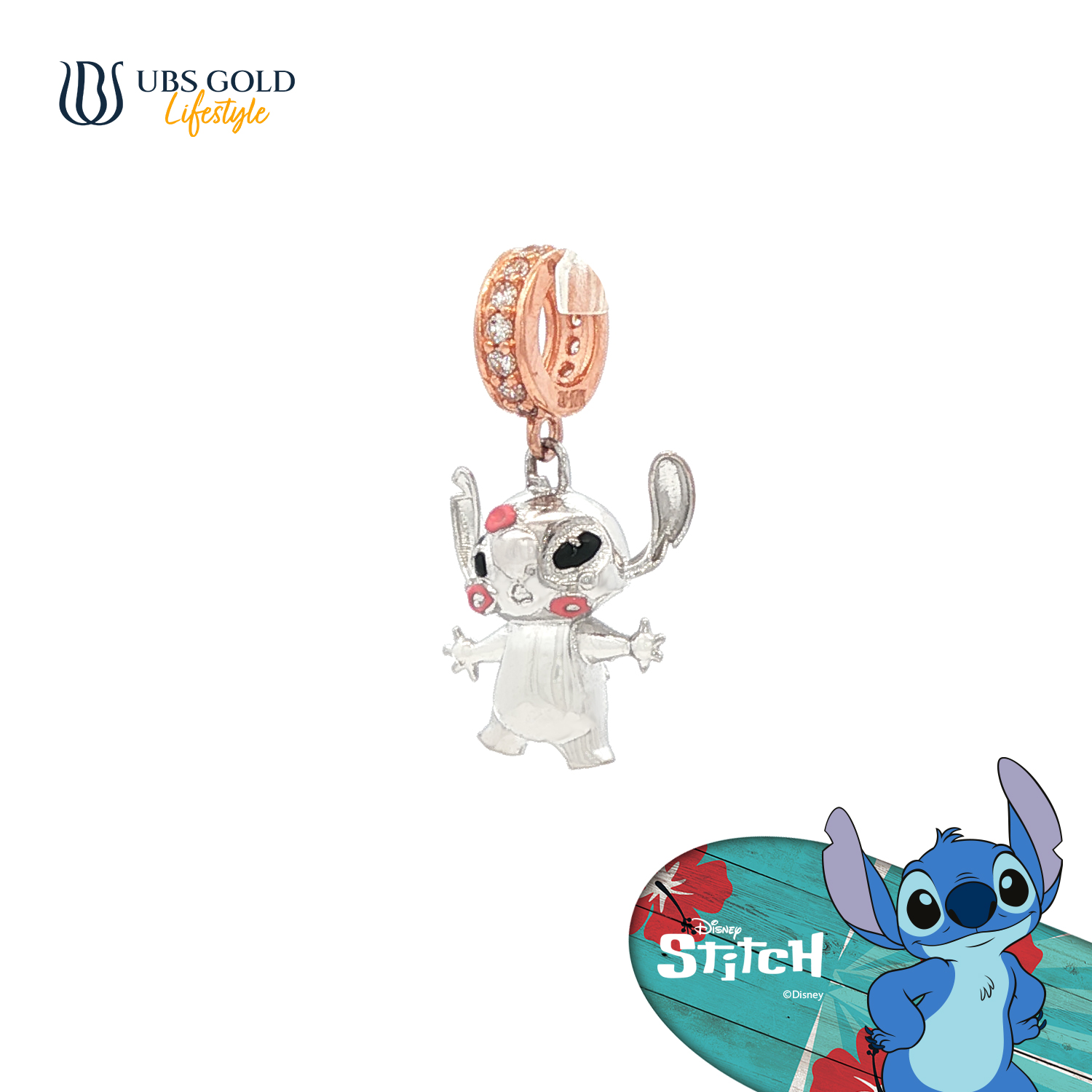UBS Gold Liontin Emas Disney Stitch Charmee - Cly0084 - 17K