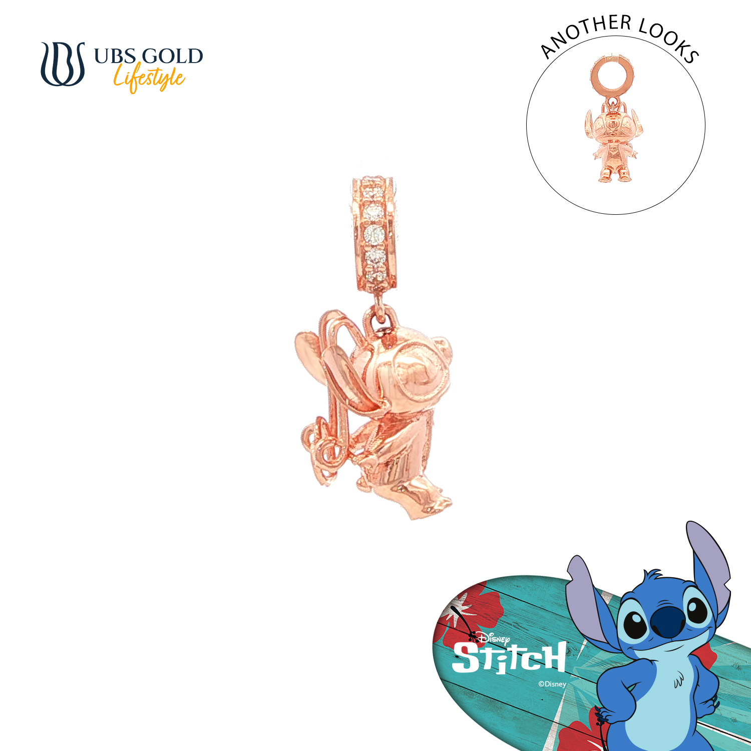 UBS Gold Liontin Emas Disney Stitch Charmee - Cly0085 - 17K