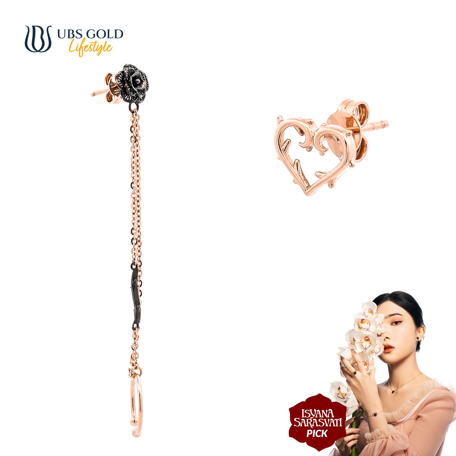 UBS Gold Anting Emas Isyana Arunica - Kdw0014 - 17K