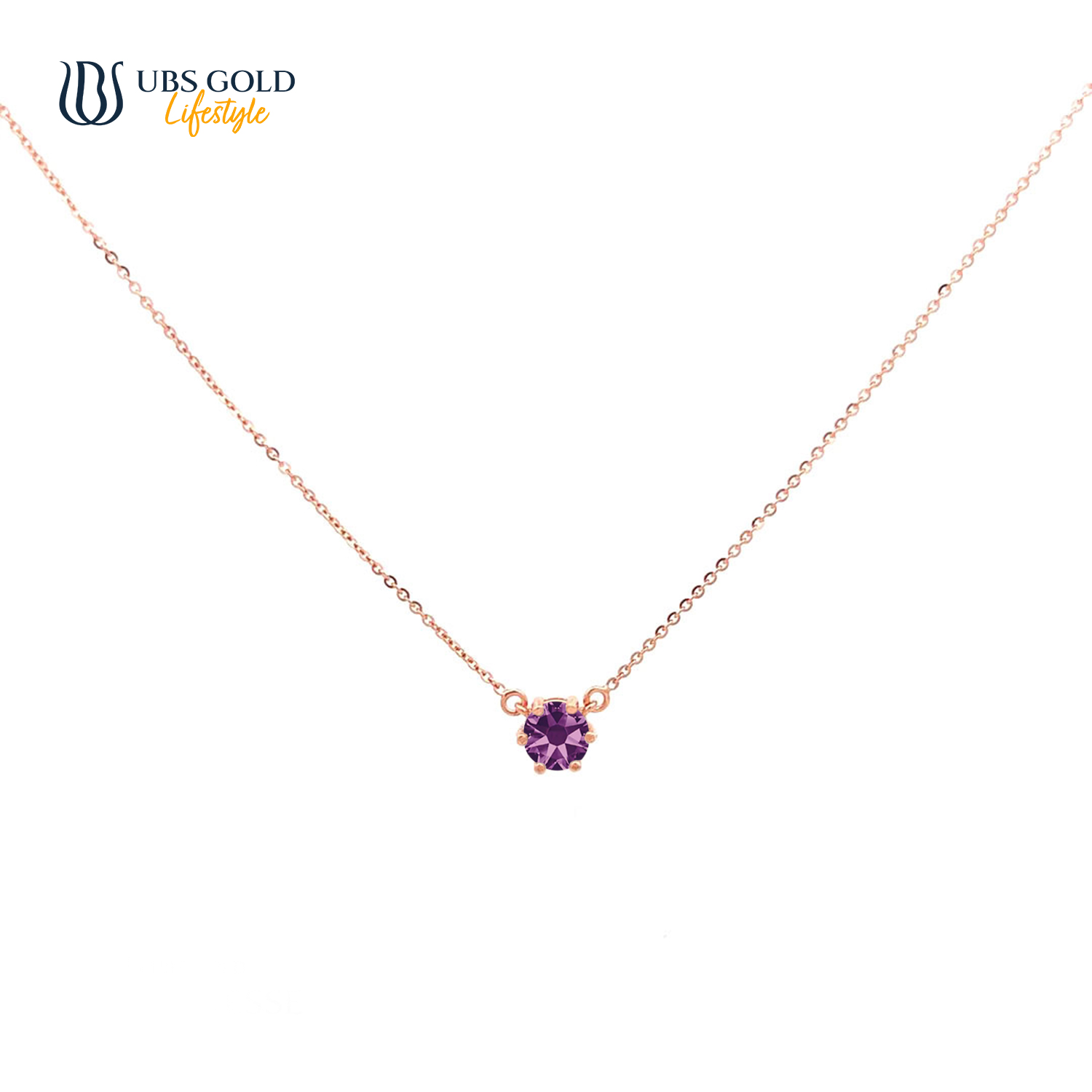 UBS Gold Kalung Emas Birthstone - Kkv15026-5 - 17K - Feb