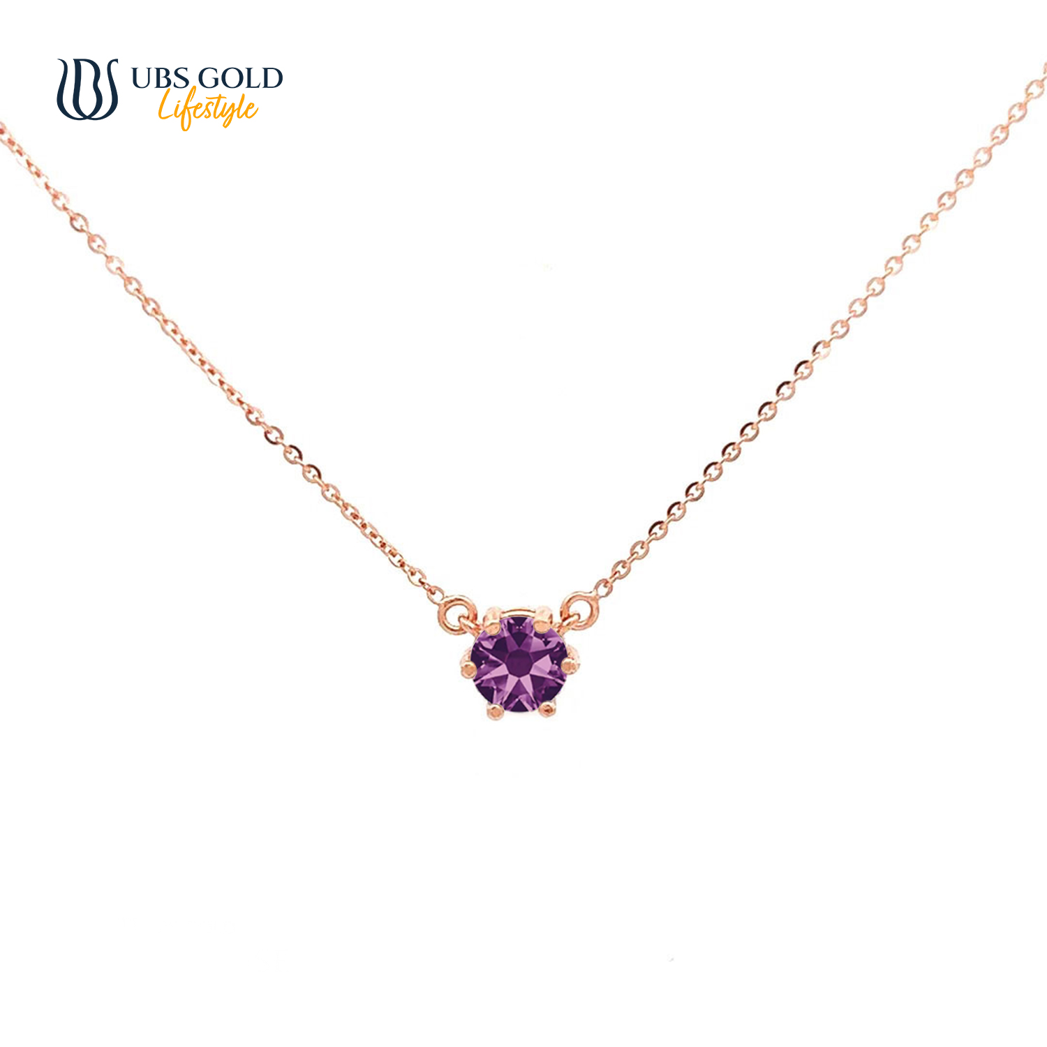 UBS Gold Kalung Emas Birthstone - Kkv15026-5 - 17K - Feb