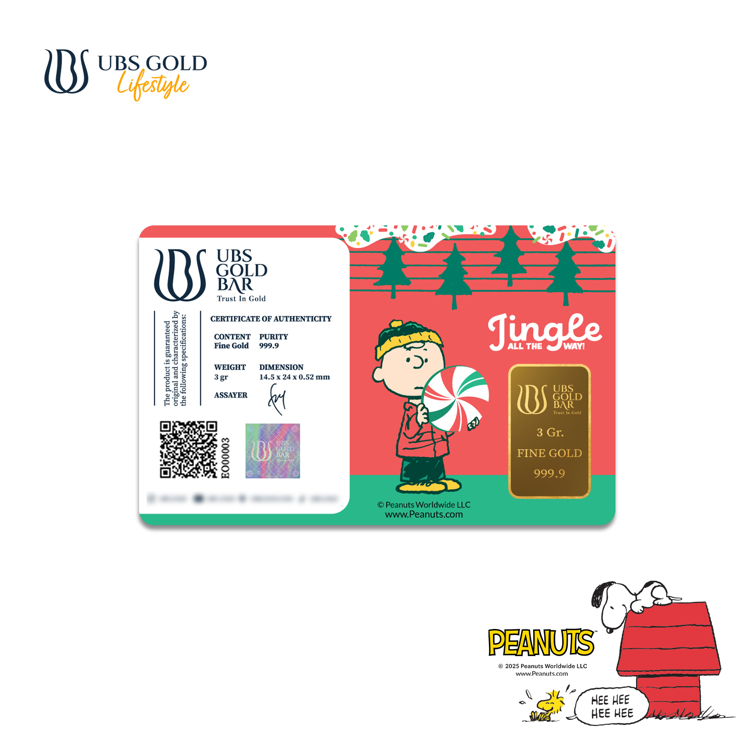 UBS Gold Logam Mulia Peanuts Snoopy Merrier 3 Gr
