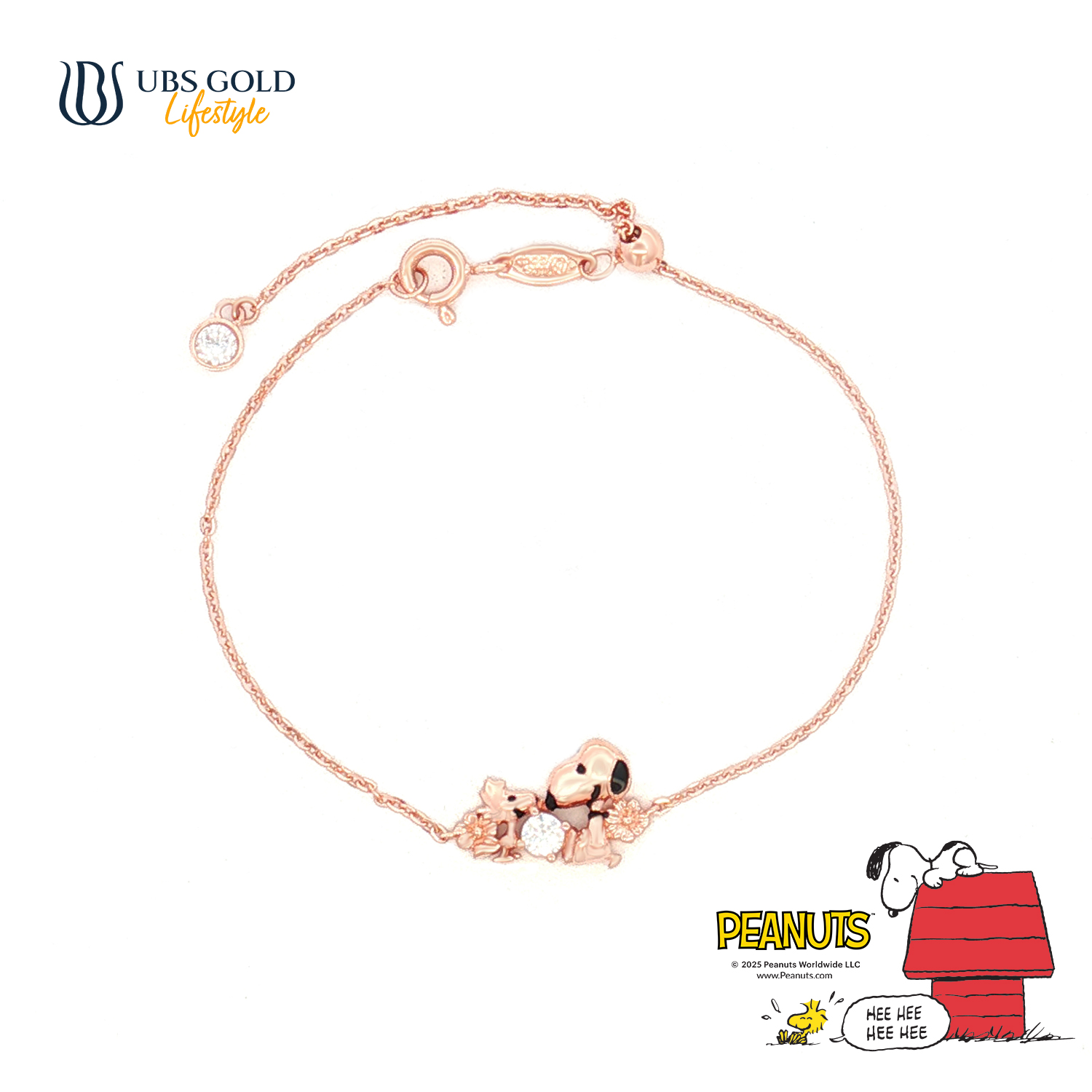 UBS Gold Gelang Emas Peanuts Snoopy With Woodstock - K9g0006 - 17K