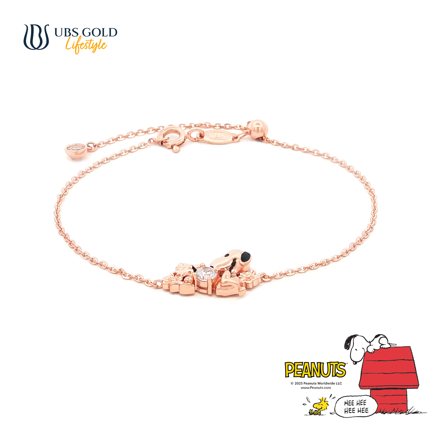 UBS Gold Gelang Emas Peanuts Snoopy With Woodstock - K9g0006 - 17K