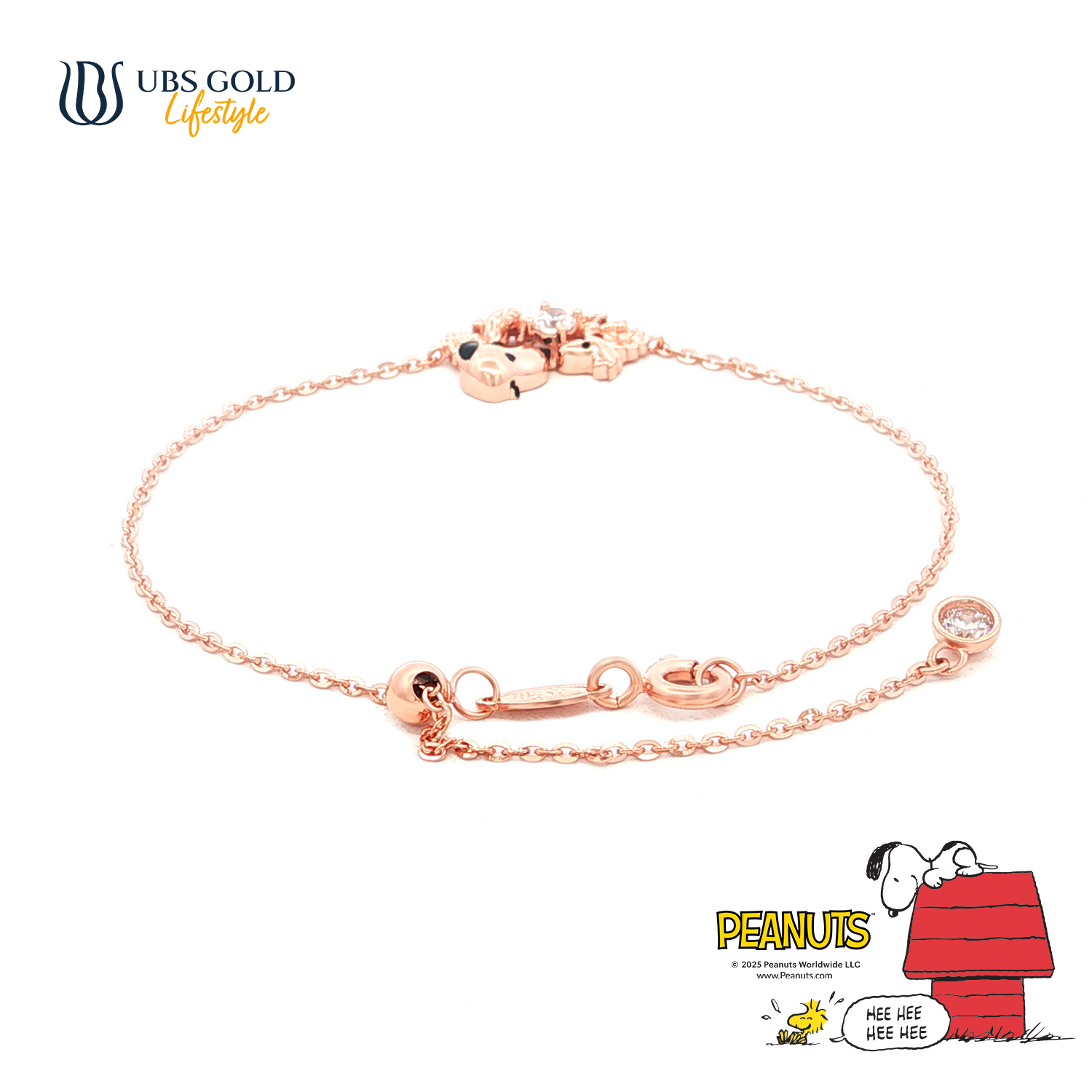 UBS Gold Gelang Emas Peanuts Snoopy With Woodstock - K9g0006 - 17K