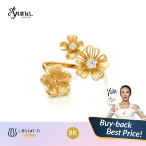 UBS Gold - Cincin Emas Ayuna - 8K - Model Bentuk Bunga - Cdc1034K