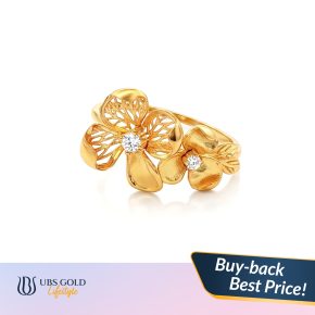 UBS Gold - Cincin Emas Ayuna - 17K - Model Bentuk Bunga - Cdc1043
