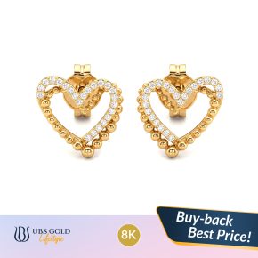 UBS Gold - Anting Emas - 8K - Model Hati - Cwb1078K