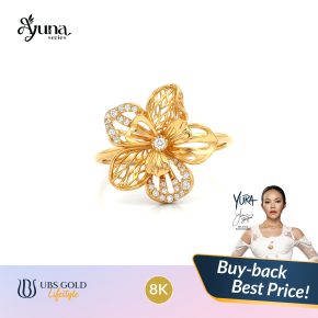 UBS Gold - Cincin Emas Ayuna - 8K - Model Bentuk Bunga - Vdc0035K